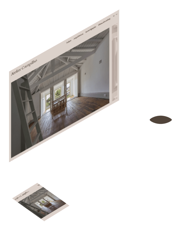 Perspective view of Atelier Campilho's site on desktop and phone