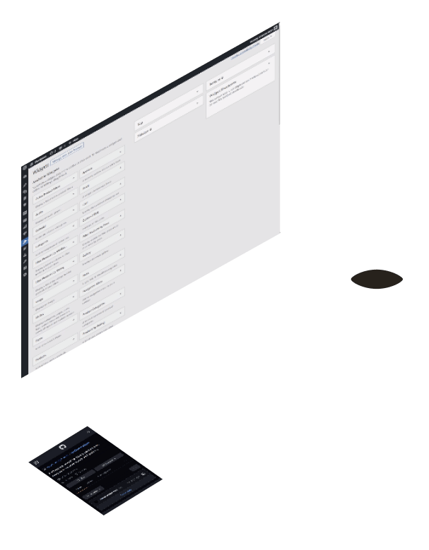 Perspective view of Mr.Dev's Widget on desktop and phone