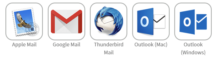 Apple Mail, Google Mail, Thunderbird and Outlook