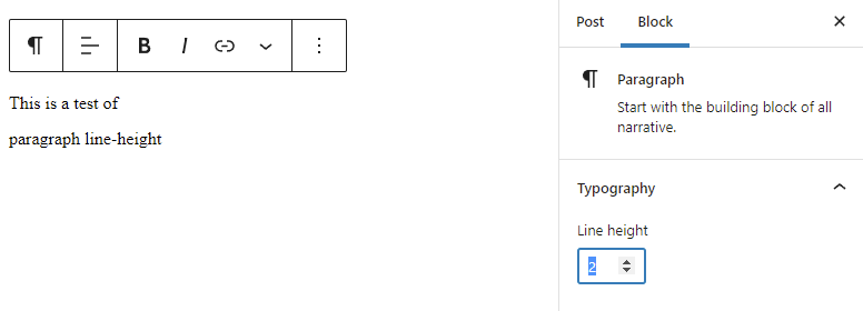 Block editor paragraph line-height