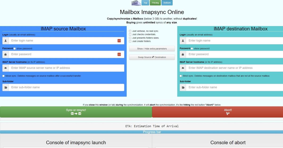 How to easily transfer emails to a different service/host